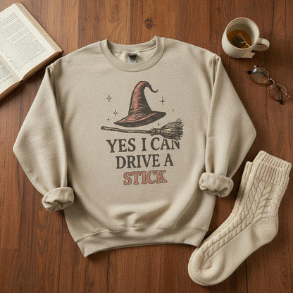 Yes I Can Drive A Stick PNG, Witch Hat And Broom Digital Download - 300