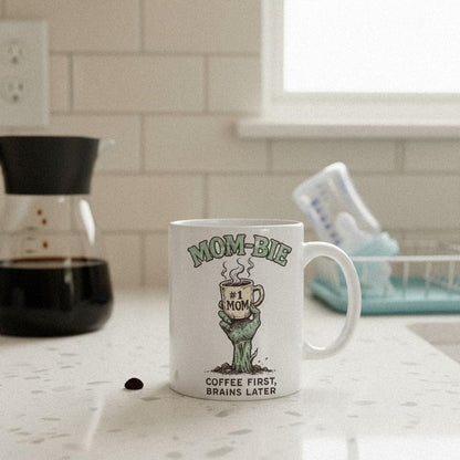Mom-Bie #1 Mom PNG, Coffee First Brains Later - 300 DPI Design for T-Shirt