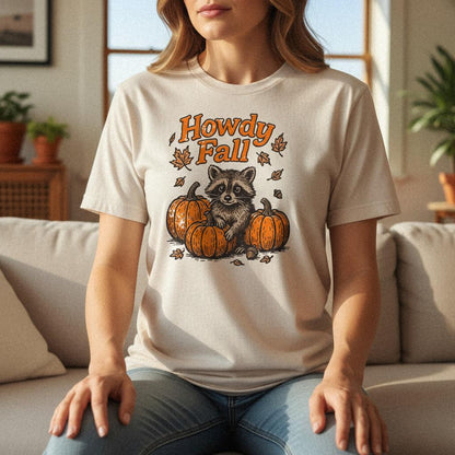 Howdy Fall PNG, Cute Raccoon Autumn Shirt - 300 DPI Design for T-Shirt