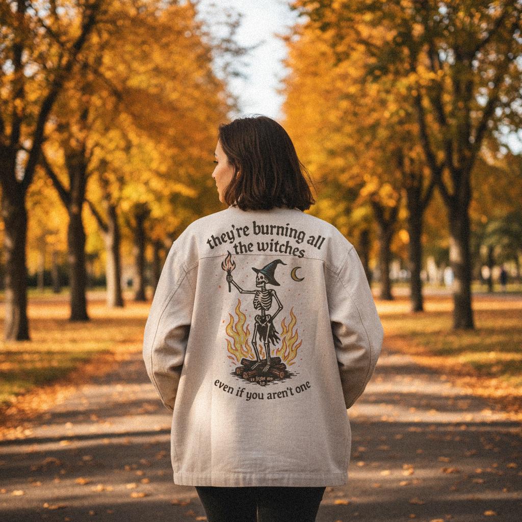 They’re Burning All the Witches PNG, So Light Me Up Quote Skeleton Shirt