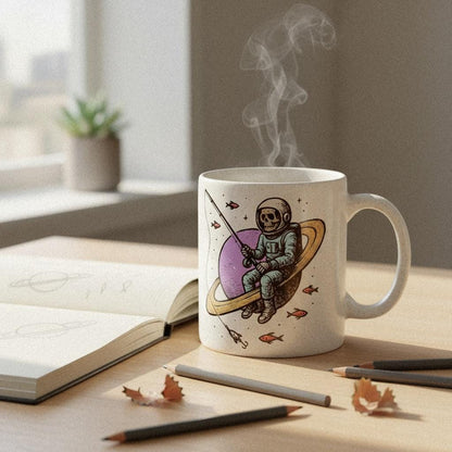 Skull Astronaut PNG, Cosmic Fishing Skeleton Art - 300 DPI Design for