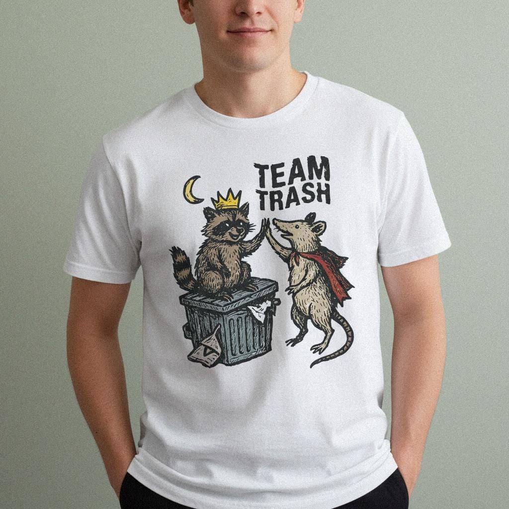 Team Trash PNG, Raccoon and Possum Digital Art - 300 DPI Design for T-Shirt
