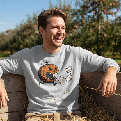 Running Pumpkin PNG Halloween Digital Download, Spooky Ghost Clipart -