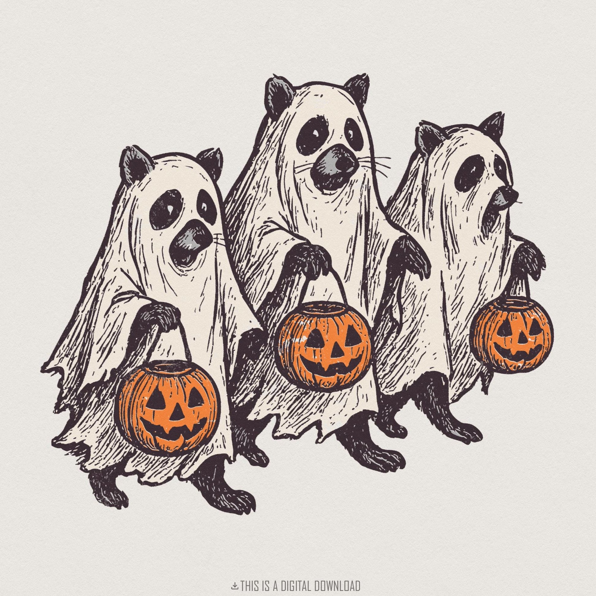 Trick Or Treat PNG, Halloween Raccoon Digital Download - 300 DPI Design