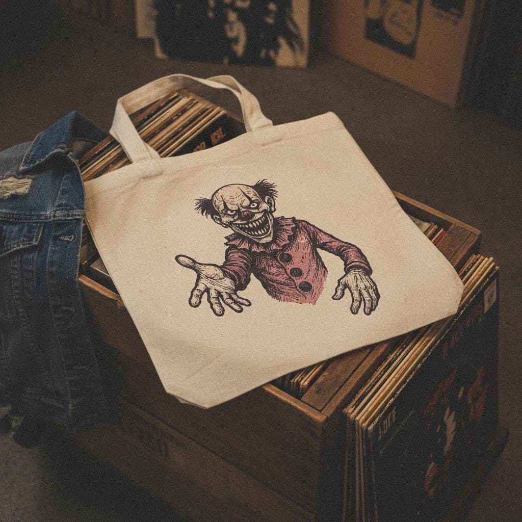 Creepy Clown Digital Download, Scary Horror Art - 300 DPI Design for