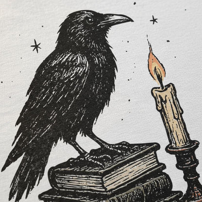 Raven On Books PNG, Vintage Crow Illustration - 300 DPI Design for T-Shirt