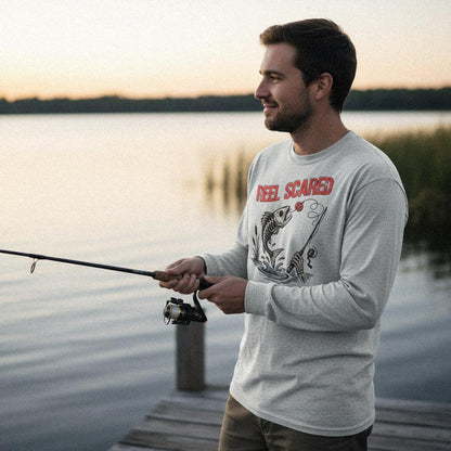 Reel Scared PNG, Skeleton Fishing Clipart - 300 DPI Design for T-Shirt