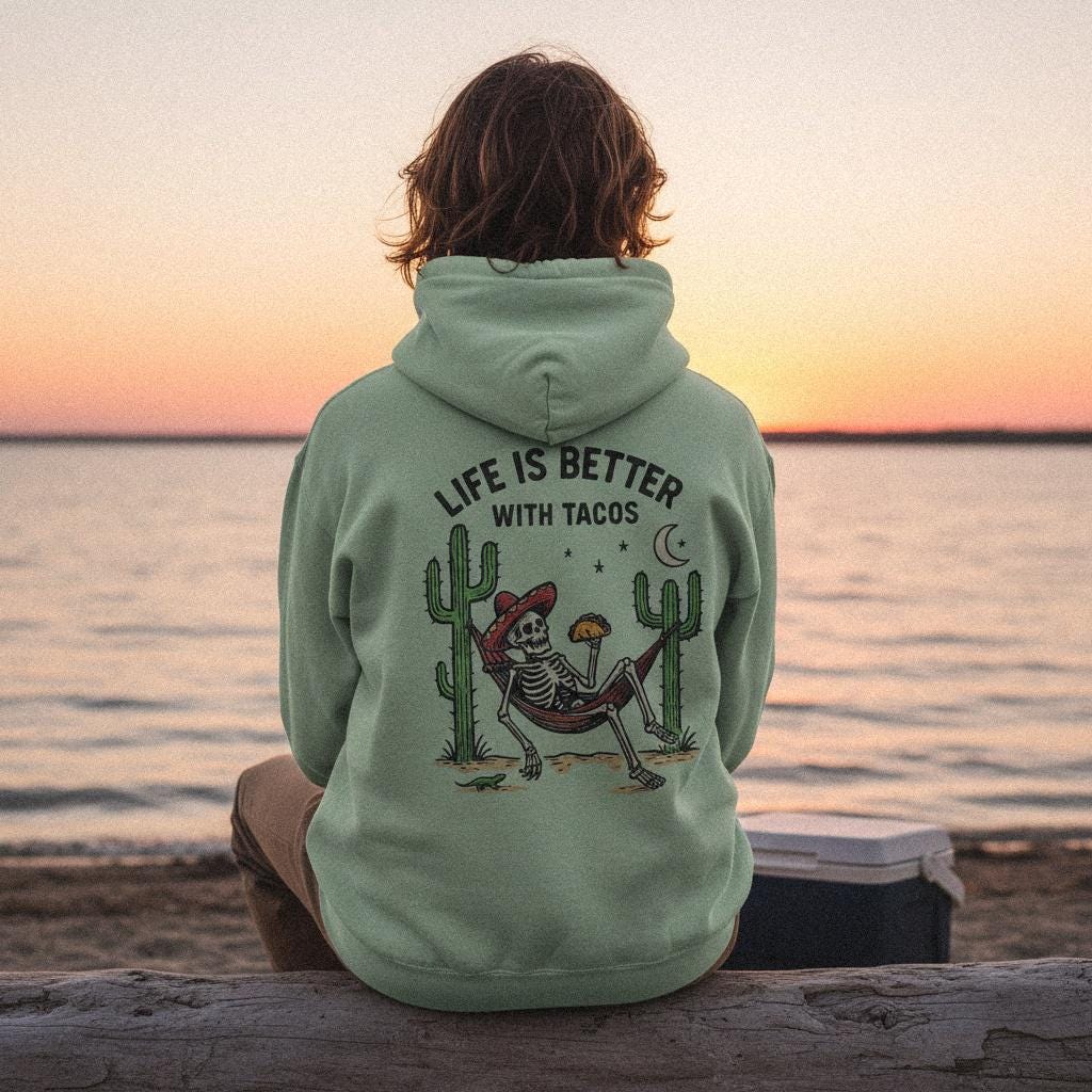 Life Is Better With Tacos PNG, Funny Skeleton Eating Taco - 300 DPI