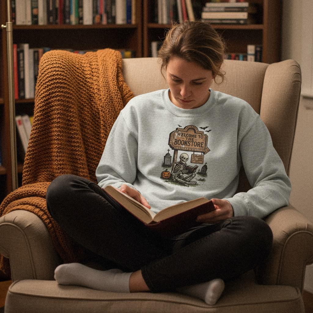 Welcome To The Bookstore PNG, Skeleton Reading Digital Download - 300 DPI