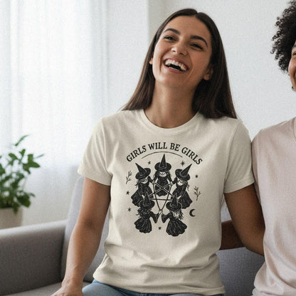 Girls Will Be Girls PNG, Witch Circle Clipart - 300 DPI Design for T-Shirt