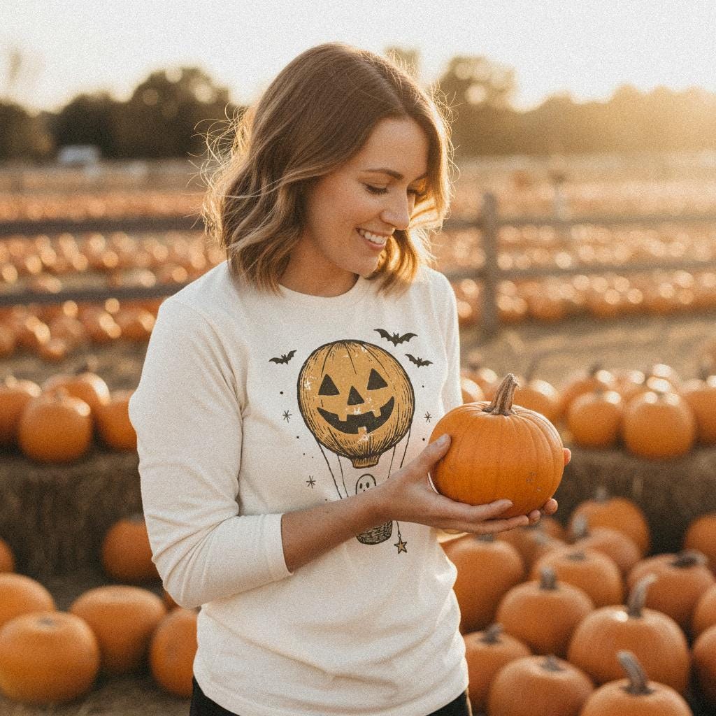 Halloween Pumpkin Balloon PNG, Cute Ghost Digital Download - 300 DPI