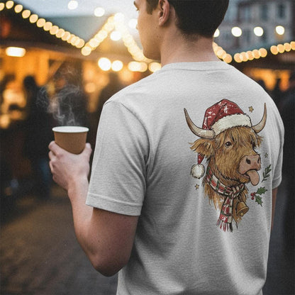 Highland Cow Christmas PNG, Funny Farm Animal Santa Art - 300 DPI Design