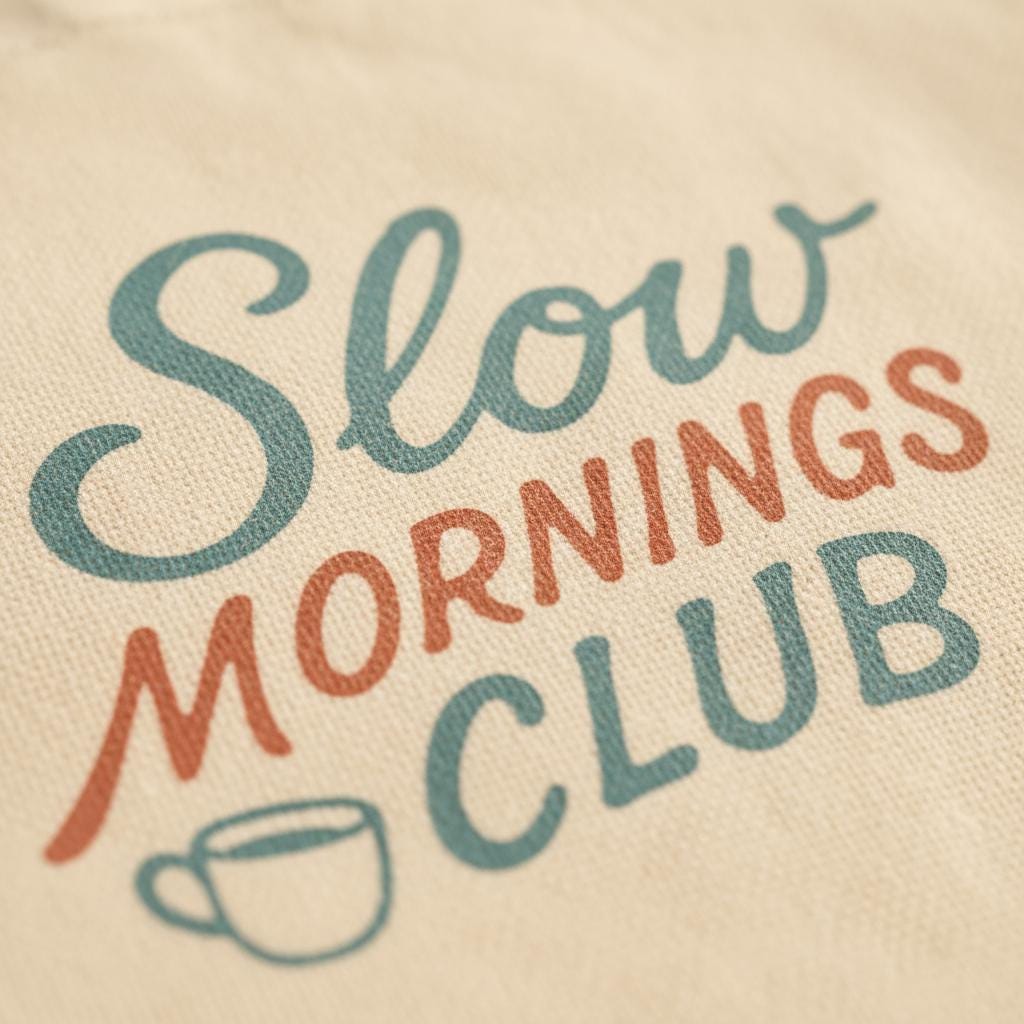 Slow Mornings Club PNG, Coffee Lover Digital Download - 300 DPI Design