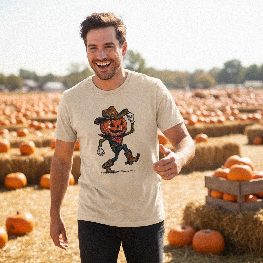 Pumpkin Cowboy PNG, Halloween Digital Download - 300 DPI Design for T-Shirt