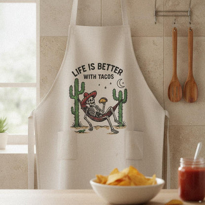 Life Is Better With Tacos PNG, Funny Skeleton Eating Taco - 300 DPI
