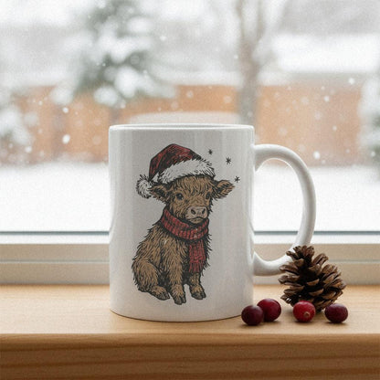 Christmas Highland Cow PNG, Cute Holiday Calf Design - 300 DPI Design for