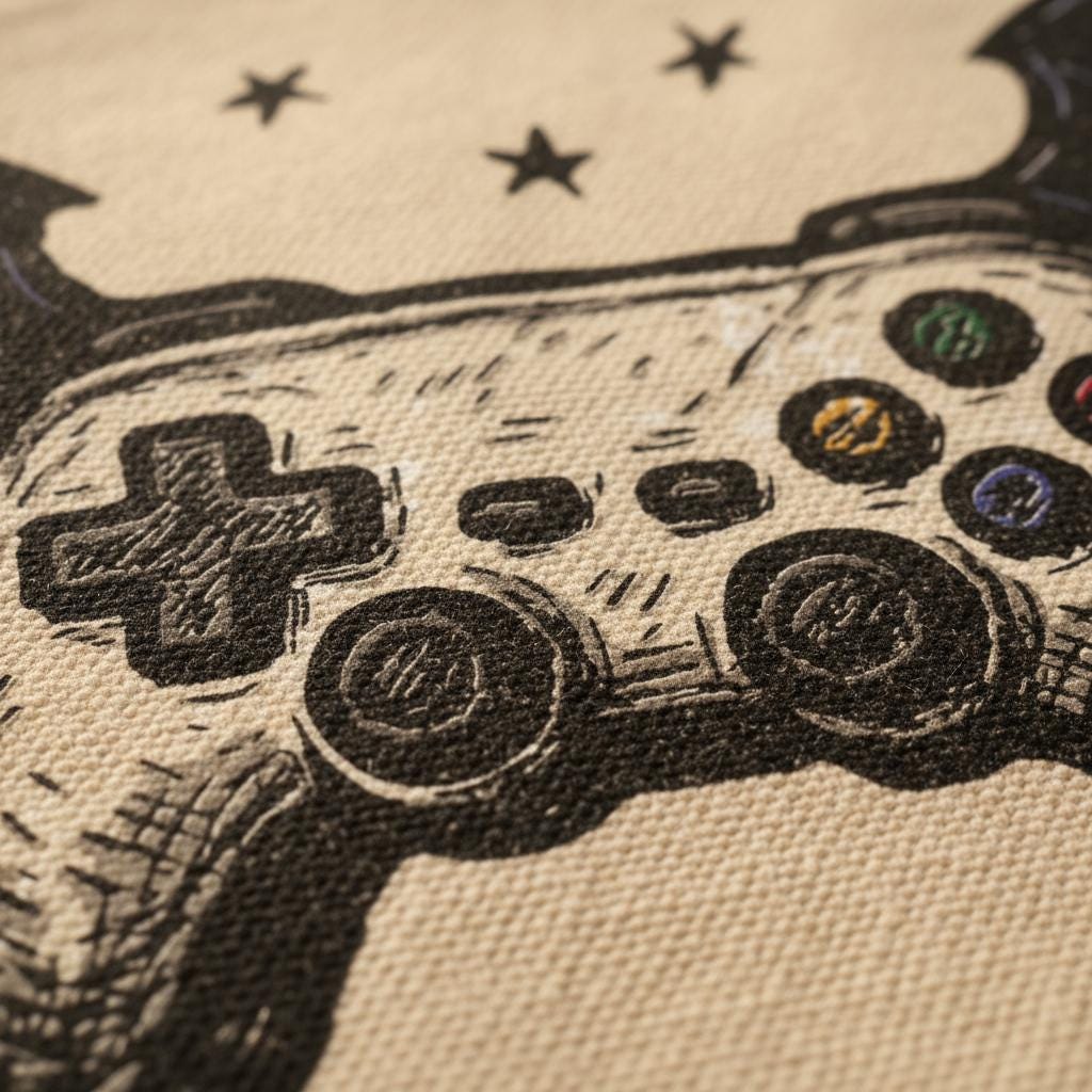 Game Controller PNG With Bat Wings, Gamer Art Print - 300 DPI Design for