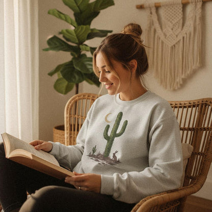 Cactus Moon PNG, Desert Rabbit Digital Print - 300 DPI Design for T-Shirt