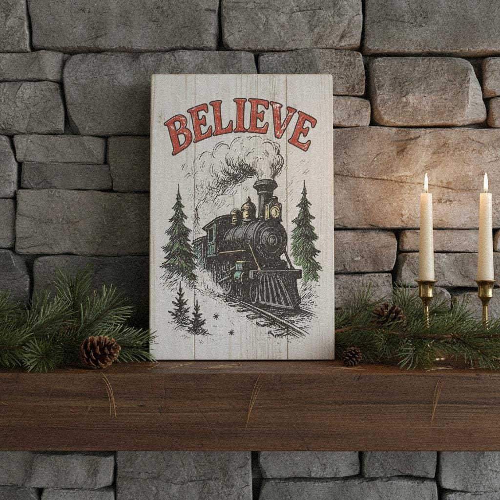 Believe PNG, Vintage Steam Train Clipart - 300 DPI Design for T-Shirt