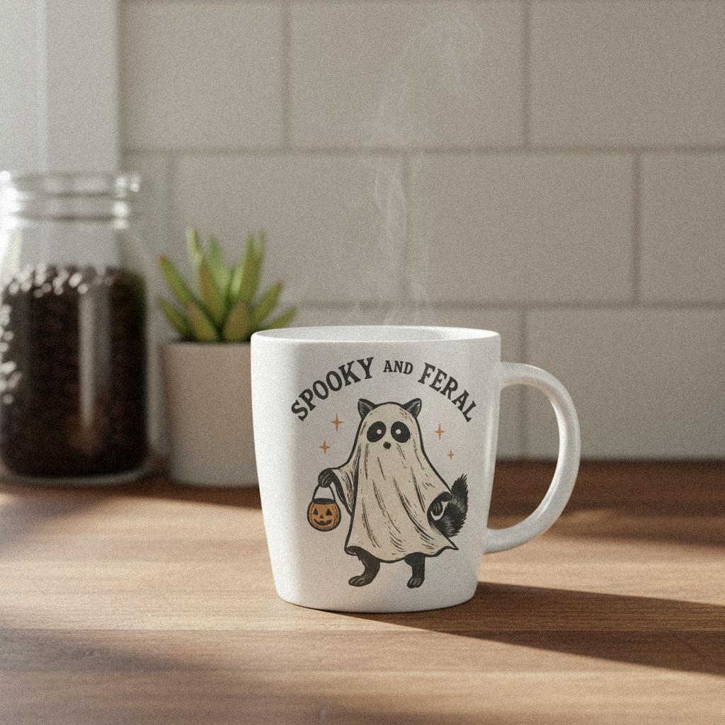 Spooky And Feral PNG, Halloween Raccoon Digital Download - 300 DPI Design