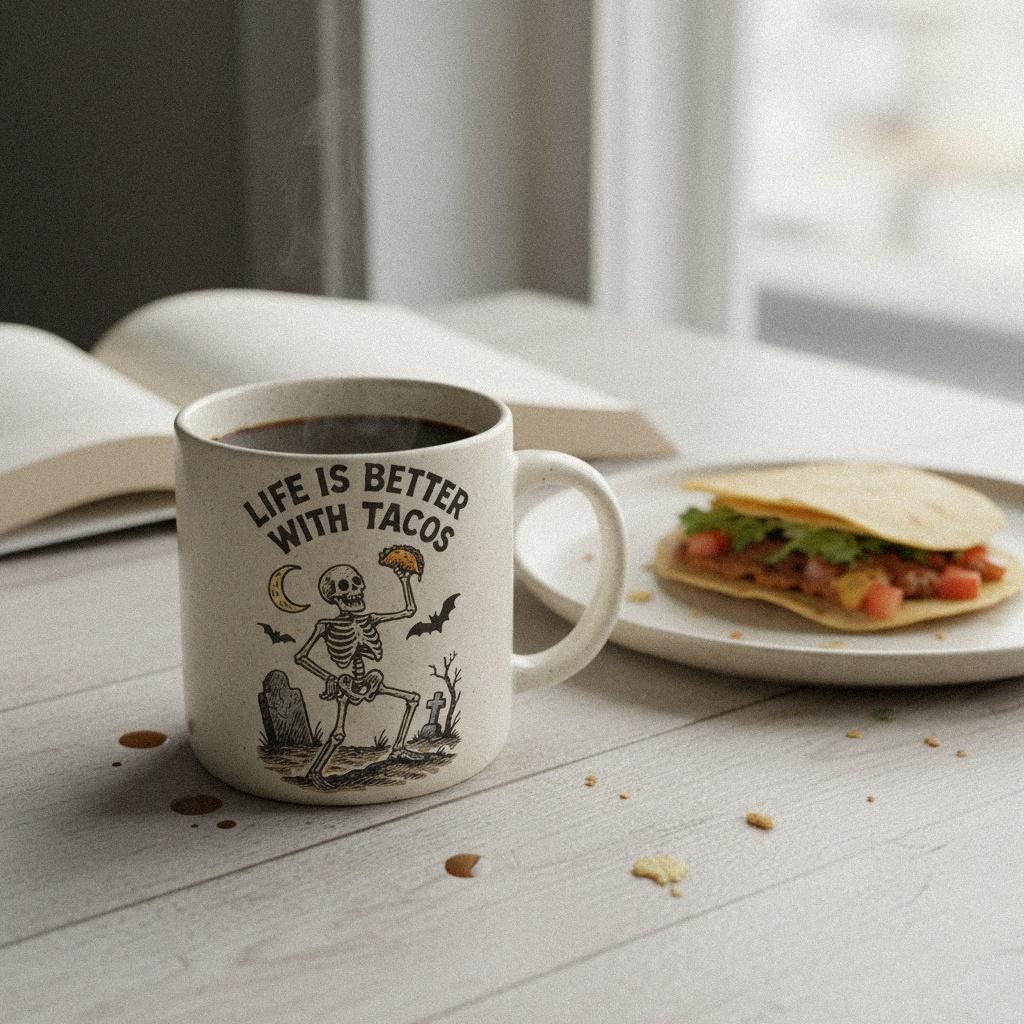 Life Is Better With Tacos PNG, Skeleton Halloween Shirt - 300 DPI Design