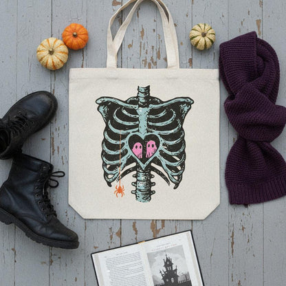 Ghost Love in Ribcage PNG, Skeleton Heart with Spooky Ghosts - 300 DPI