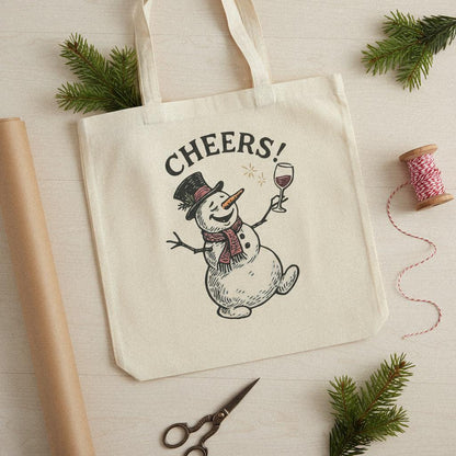 Cheers Snowman PNG, Holiday Wine Lover Design - 300 DPI Design for T-Shirt