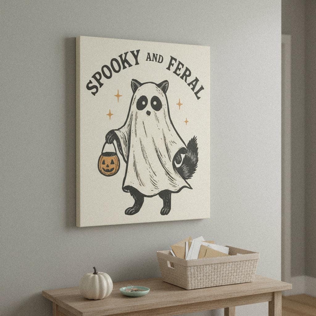 Spooky And Feral PNG, Halloween Raccoon Digital Download - 300 DPI Design