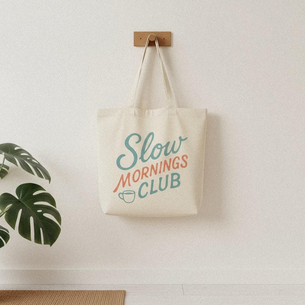 Slow Mornings Club PNG, Coffee Lover Digital Download - 300 DPI Design