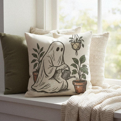 Plant Ghost PNG, Cute Ghost Watering Plants Digital Download - 300 DPI