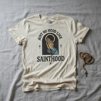 Ain't No Hood Like Sainthood PNG, Praying Hands Art Print - 300 DPI