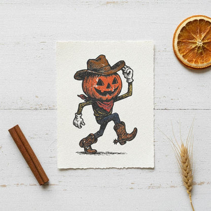 Pumpkin Cowboy PNG, Halloween Digital Download - 300 DPI Design for T-Shirt