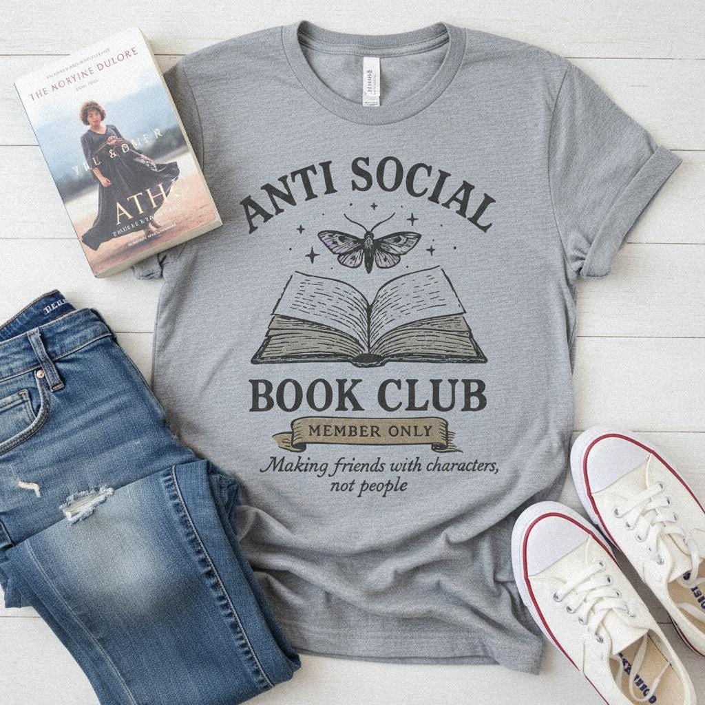 Anti Social Book Club PNG, Book Lover Digital Download - 300 DPI Design