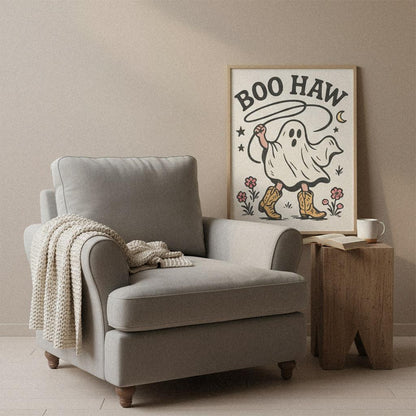 Boo Haw PNG, Ghost Western Cowboy Print - 300 DPI Design for T-Shirt