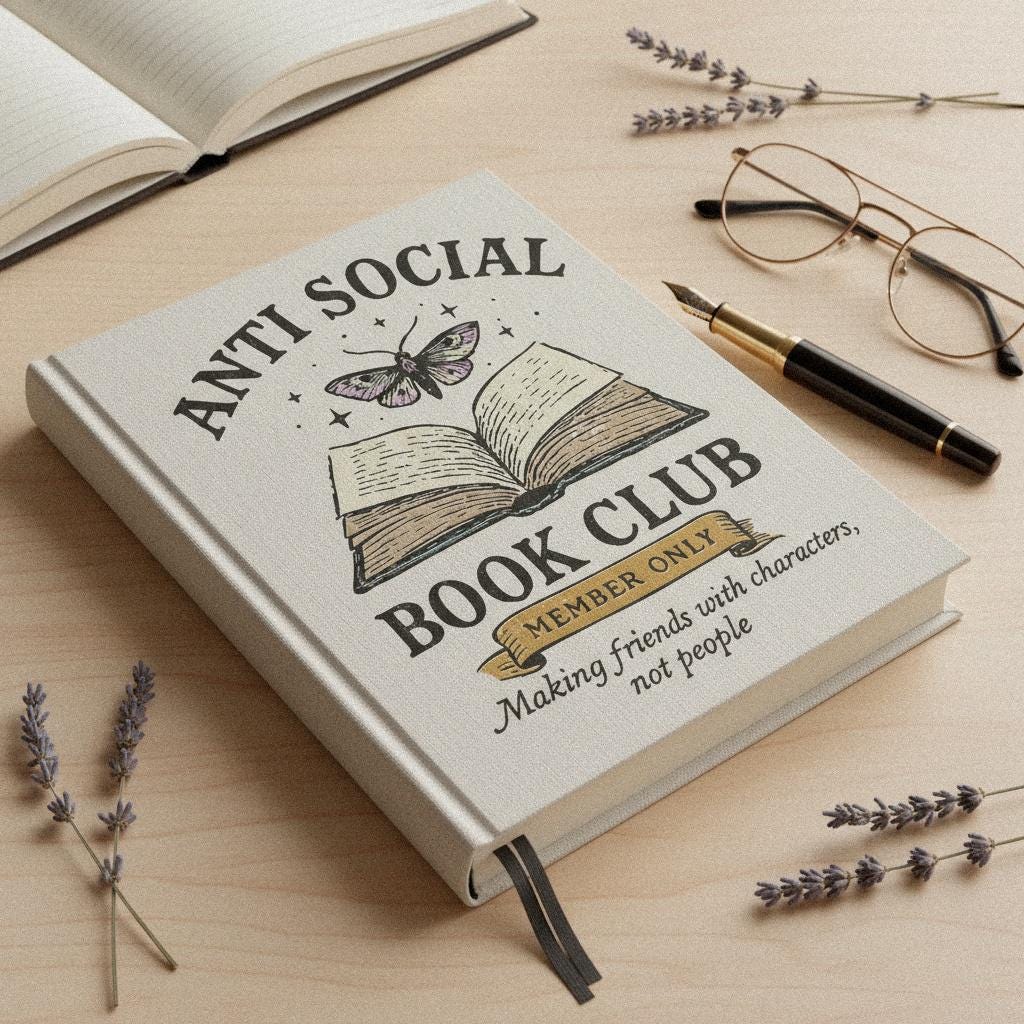 Anti Social Book Club PNG, Book Lover Digital Download - 300 DPI Design