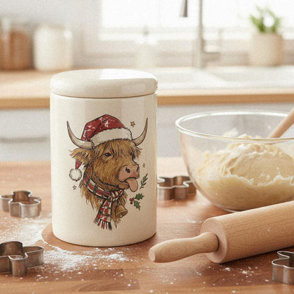 Highland Cow Christmas PNG, Funny Farm Animal Santa Art - 300 DPI Design