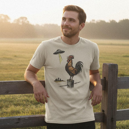 UFO Rooster PNG, Alien Chicken Abduction PNG - 300 DPI Design for T-Shirt