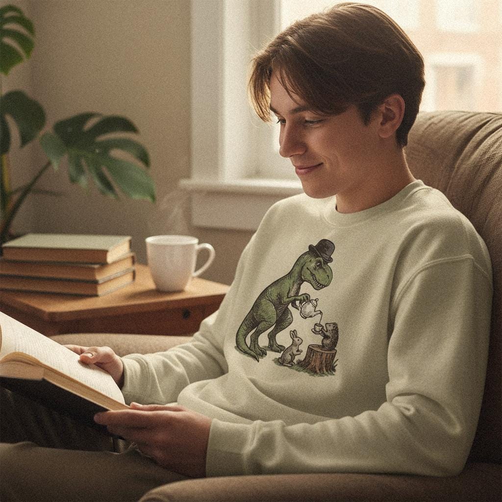 Dinosaur Tea Party PNG, Cute Animal Friends Digital Download - 300 DPI