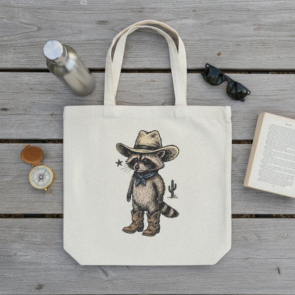 Cowboy Raccoon PNG, Cute Western Animal Design - 300 DPI Design for T-Shirt