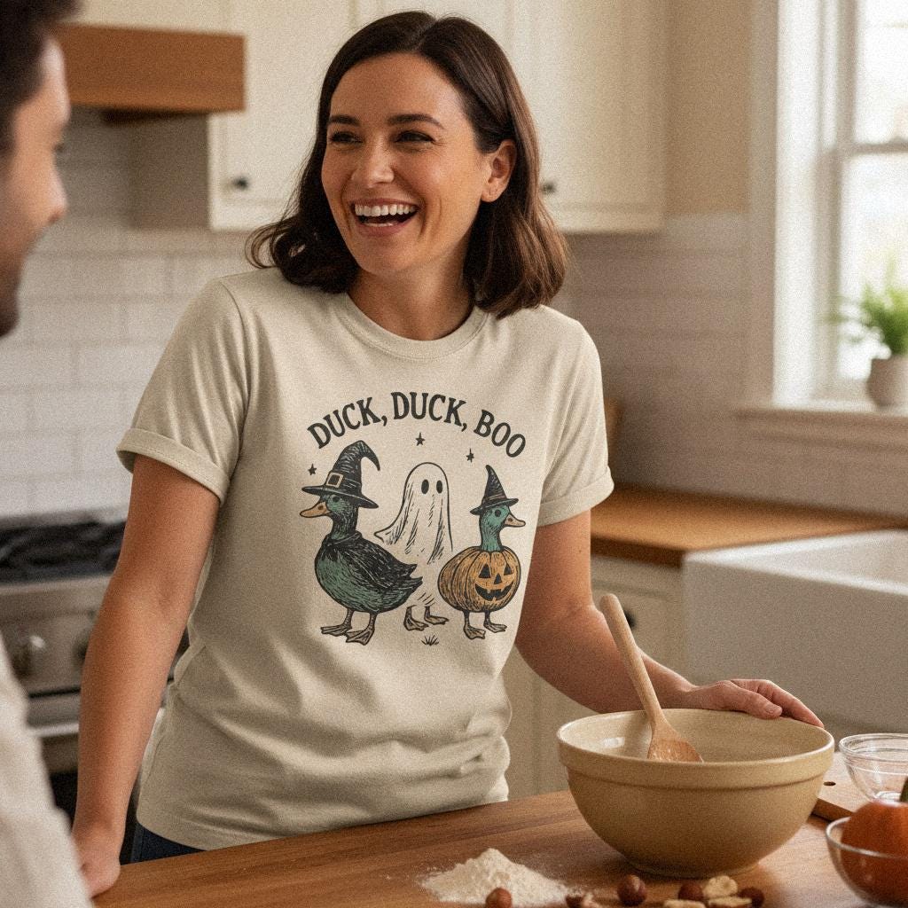 Duck Duck Boo PNG, Halloween Duck Digital Download - 300 DPI Design for