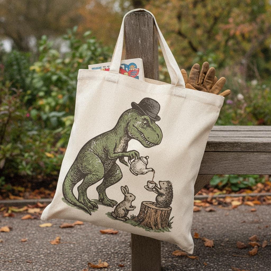 Dinosaur Tea Party PNG, Cute Animal Friends Digital Download - 300 DPI