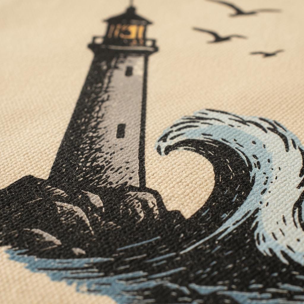 Lighthouse PNG Digital Download, Nautical Wave Clipart - 300 DPI Design