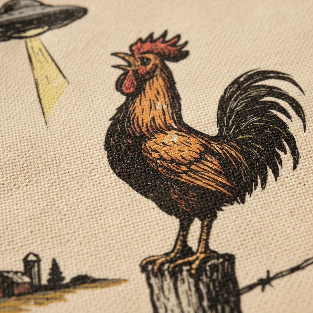 UFO Rooster PNG, Alien Chicken Abduction PNG - 300 DPI Design for T-Shirt