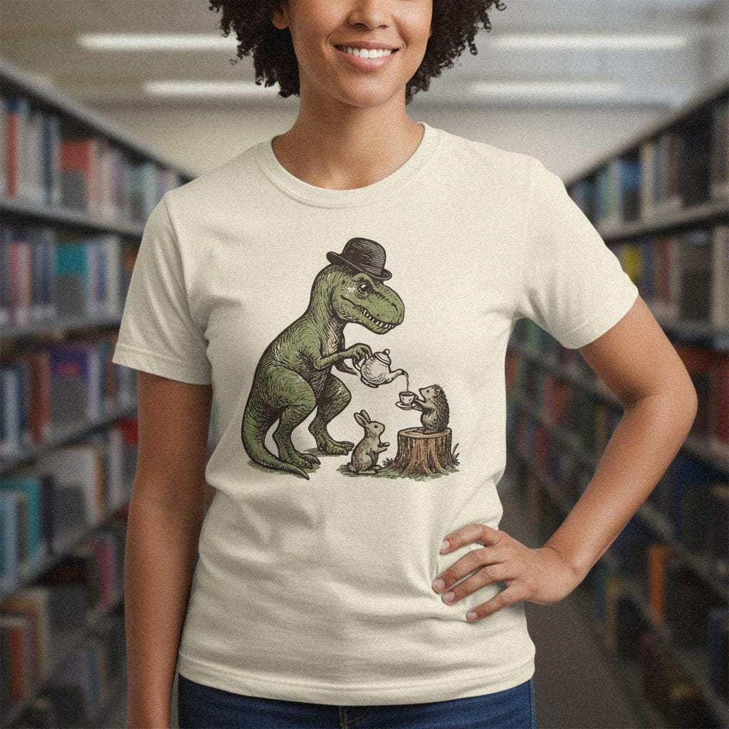 Dinosaur Tea Party PNG, Cute Animal Friends Digital Download - 300 DPI