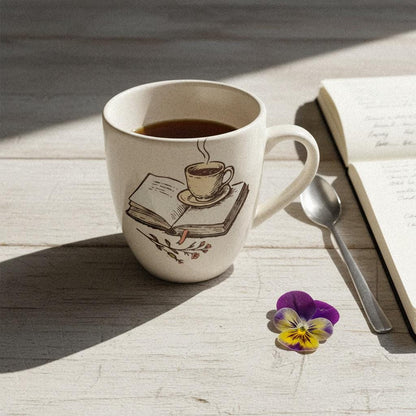 Open Book And Coffee PNG, Cozy Reading Digital Download - 300 DPI Design