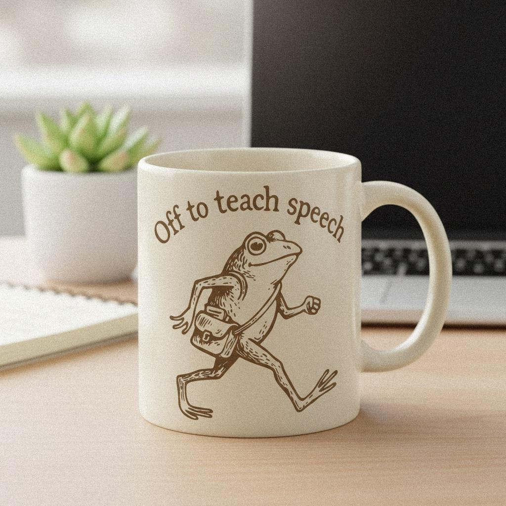 Off to Teach Speech PNG, Frog Teacher Design - 300 DPI Design for T-Shirt