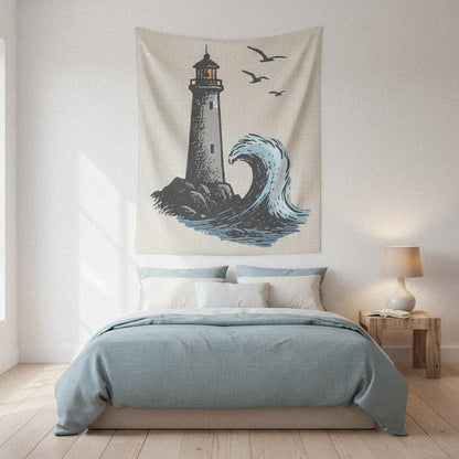 Lighthouse PNG Digital Download, Nautical Wave Clipart - 300 DPI Design