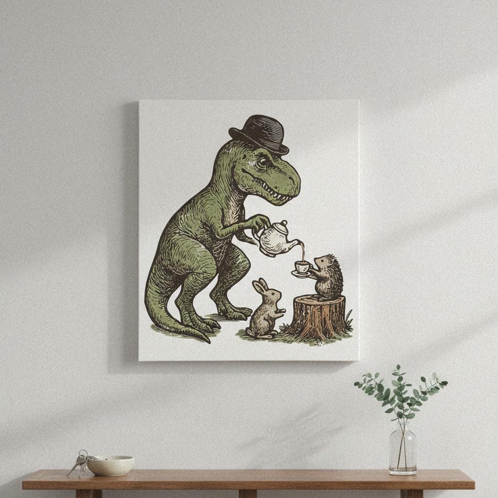 Dinosaur Tea Party PNG, Cute Animal Friends Digital Download - 300 DPI