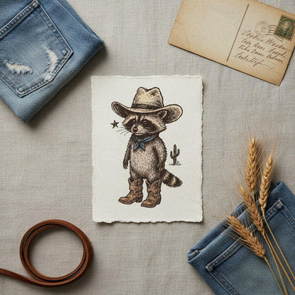 Cowboy Raccoon PNG, Cute Western Animal Design - 300 DPI Design for T-Shirt