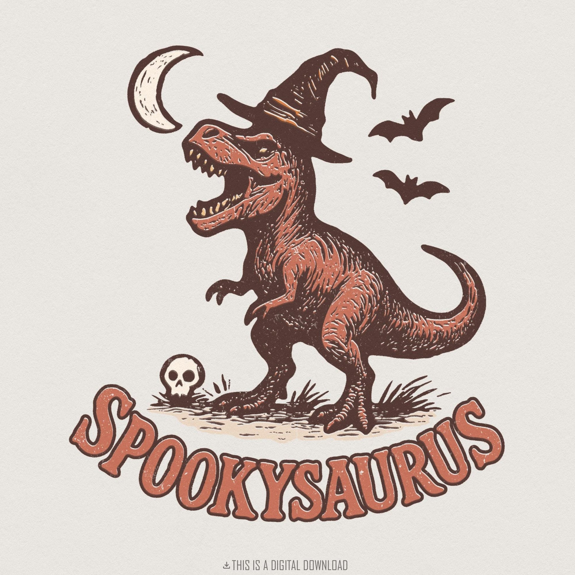 Spookysaurus PNG, Halloween Dinosaur Shirt - 300 DPI Design for T-Shirt